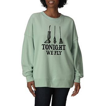 Women's Disney's Hocus Pocus Tonight We Fly Oversized Fleece Crew Sweatshirt