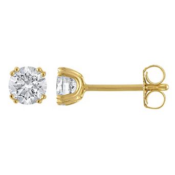 Lab Luxury Sterling Silver 3/4 Carat T.W. Lab-Grown Diamond Round Stud Earrings