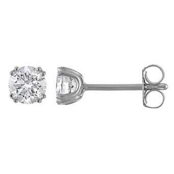 Lab Luxury Sterling Silver 3/4 Carat T.W. Lab-Grown Diamond Round Stud Earrings