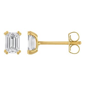 Lab Luxury Sterling Silver 1 Carat T.W. Lab-Grown Diamond Emerald Cut Stud Earrings