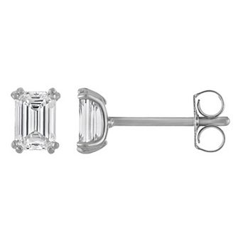 Lab Luxury Sterling Silver 1 Carat T.W. Lab-Grown Diamond Emerald Cut Stud Earrings