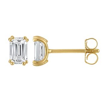 Lab Luxury Sterling Silver 1 1/2 Carat T.W. Lab-Grown Emerald Cut Stud Earrings