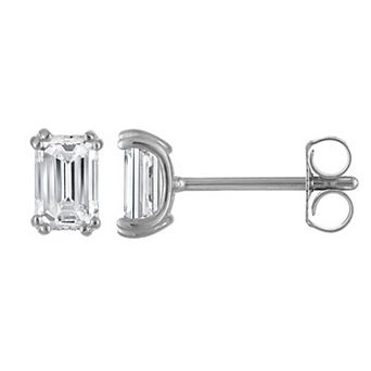 Lab Luxury Sterling Silver 1 1/2 Carat T.W. Lab-Grown Emerald Cut Stud Earrings