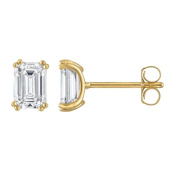 Lab Luxury Sterling Silver 2 Carat T.W. Lab-Grown Diamond Emerald Cut Stud Earrings