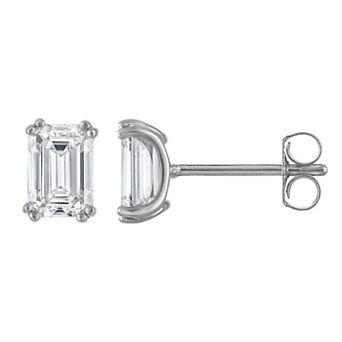Lab Luxury Sterling Silver 2 Carat T.W. Lab-Grown Diamond Emerald Cut Stud Earrings