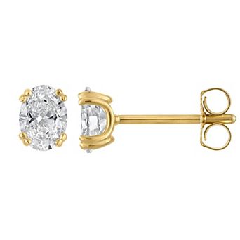 Lab Luxury Sterling Silver 1 Carat T.W. Lab-Grown Diamond Oval Stud Earrings