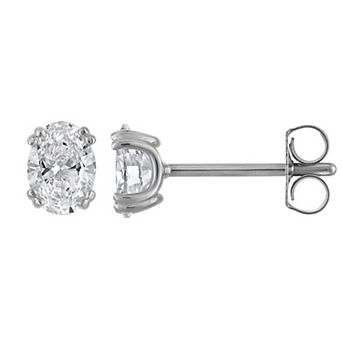 Lab Luxury Sterling Silver 1 Carat T.W. Lab-Grown Diamond Oval Stud Earrings