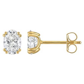 Lab Luxury Sterling Silver 1 1/2 Carat T.W. Lab-Grown Oval Stud Earrings