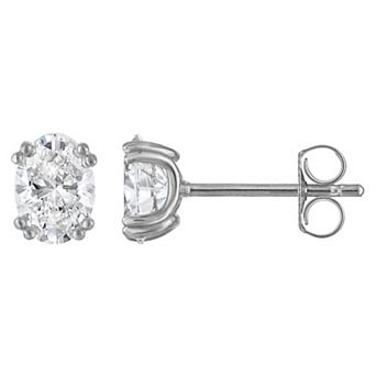 Lab Luxury Sterling Silver 1 1/2 Carat T.W. Lab-Grown Oval Stud Earrings