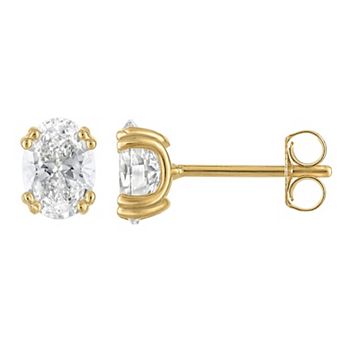 Lab Luxury Sterling Silver 2 Carat T.W. Lab-Grown Diamond Oval Stud Earrings