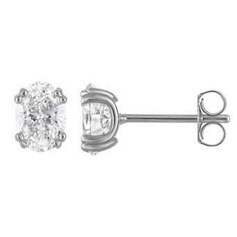 Lab Luxury Sterling Silver 2 Carat T.W. Lab-Grown Diamond Oval Stud Earrings