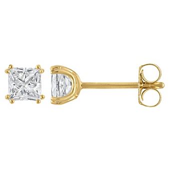 Lab Luxury Sterling Silver 1 Carat T.W. Lab-Grown Diamond Princess Cut Stud Earrings