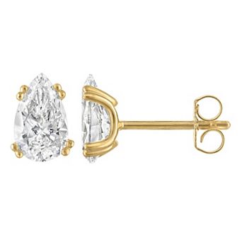 Lab Luxury Sterling Silver 2 Carat T.W. Lab-Grown Diamond Pear Cut Stud Earrings