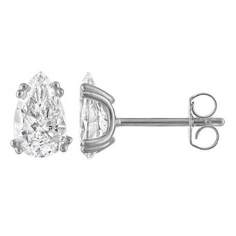 Lab Luxury Sterling Silver 2 Carat T.W. Lab-Grown Diamond Pear Cut Stud Earrings