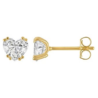 Lab Luxury Sterling Silver 1 1/2 Carat T.W. Lab-Grown Diamond Heart Cut Stud Earrings