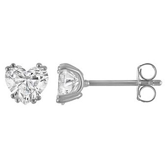Lab Luxury Sterling Silver 1 1/2 Carat T.W. Lab-Grown Diamond Heart Cut Stud Earrings