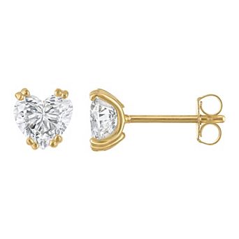 Lab Luxury Sterling Silver 2 Carat T.W. Lab-Grown Diamond Heart Cut Stud Earrings