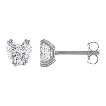 Lab Luxury Sterling Silver 2 Carat T.W. Lab-Grown Diamond Heart Cut Stud Earrings