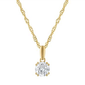 Lab Luxury Sterling Silver 1/2 Carat T.W. Lab-Grown Diamond Round Pendant Necklace