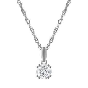 Lab Luxury Sterling Silver 1/2 Carat T.W. Lab-Grown Diamond Round Pendant Necklace