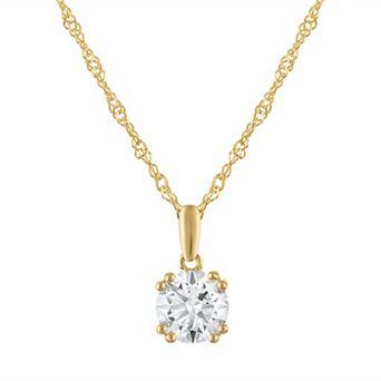Lab Luxury Sterling Silver 1 Carat T.W. Lab-Grown Diamond Round Pendant Necklace