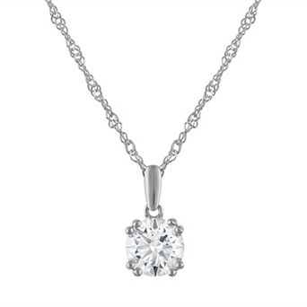Lab Luxury Sterling Silver 1 Carat T.W. Lab-Grown Diamond Round Pendant Necklace