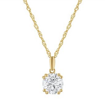Lab Luxury Sterling Silver 1 1/2 Carat T.W. Lab-Grown Diamond Round Pendant Necklace