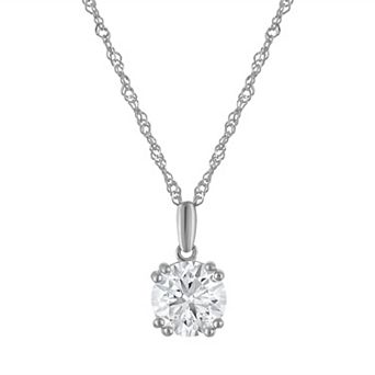 Lab Luxury Sterling Silver 1 1/2 Carat T.W. Lab-Grown Diamond Round Pendant Necklace
