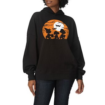 Women's Peanuts Trick Or Treat Oversized Fleece Hoodie Sweatshirt