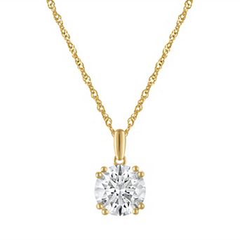 Lab Luxury Sterling Silver 2 Carat T.W. Lab-Grown Diamond Round Pendant Necklace