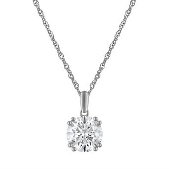 Lab Luxury Sterling Silver 2 Carat T.W. Lab-Grown Diamond Round Pendant Necklace