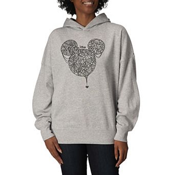 Women's Disney's Mickey Mouse Spider Web Oversized Fleece Hoodie Sweatshirt