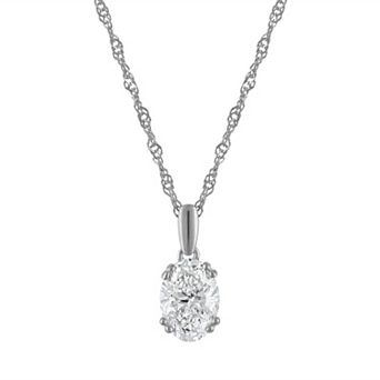 Lab Luxury Sterling Silver 1 Carat T.W. Lab-Grown Diamond Oval Pendant Necklace