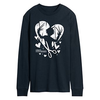 Men's Edward Scissorhands Heart Silhouette Long Sleeve Graphic Tee