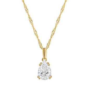 Lab Luxury Sterling Silver 1 Carat T.W. Lab-Grown Diamond Pear Cut Pendant Necklace