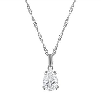 Lab Luxury Sterling Silver 1 Carat T.W. Lab-Grown Diamond Pear Cut Pendant Necklace