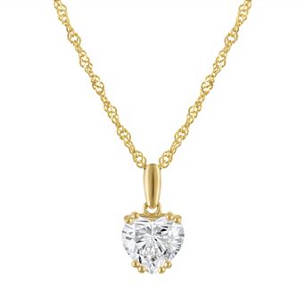 Lab Luxury Sterling Silver 1 Carat T.W. Lab-Grown Diamond Heart Pendant Necklace