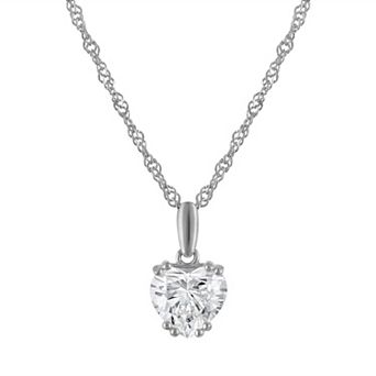 Lab Luxury Sterling Silver 1 Carat T.W. Lab-Grown Diamond Heart Pendant Necklace