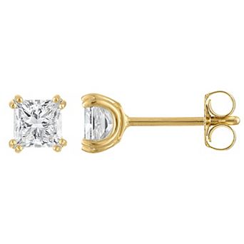 Lab Luxury Sterling Silver 1 1/2 Carat T.W. Lab-Grown Diamond Princess Cut Stud Earrings