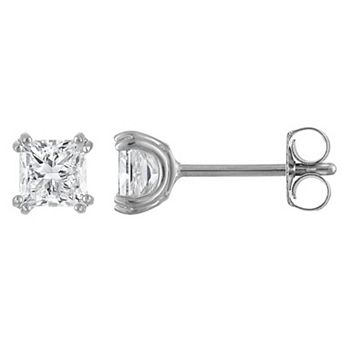 Lab Luxury Sterling Silver 1 1/2 Carat T.W. Lab-Grown Diamond Princess Cut Stud Earrings