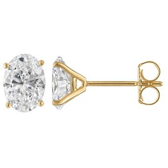 NaturaLux™ 14k Gold 1 1/2 Carat T.W. Lab-Grown Diamond Oval Stud Earrings