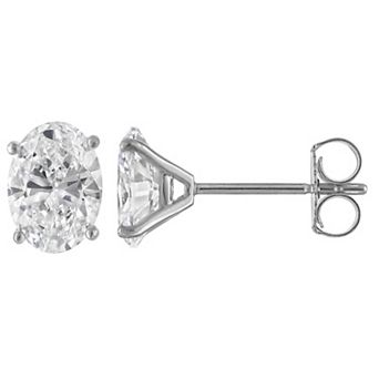 NaturaLux™ 14k Gold 1 1/2 Carat T.W. Lab-Grown Diamond Oval Stud Earrings