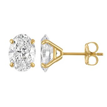 NaturaLux™ 14k Gold 3 Carat T.W. Lab-Grown Diamond Oval Stud Earrings