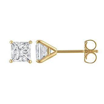 NaturaLux™ 14k Gold 1 Carat T.W. Lab-Grown Diamond Princess Cut Stud Earrings