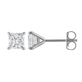 NaturaLux™ 14k Gold 1 Carat T.W. Lab-Grown Diamond Princess Cut Stud Earrings