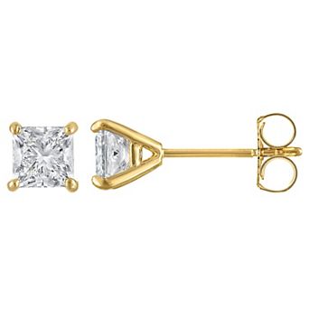 NaturaLux™ 14k Gold 1 1/2 Carat T.W. Lab-Grown Diamond Princess Cut Stud Earrings