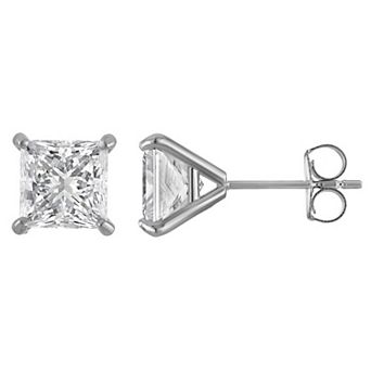 NaturaLux™ 14k Gold 3 Carat T.W. Lab-Grown Diamond Princess Cut Stud Earrings