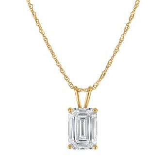 NaturaLux™ 14k Gold 2 Carat T.W. Lab-Grown Diamond Emerald Cut Pendant Necklace