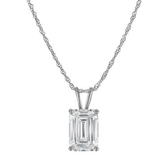 NaturaLux™ 14k Gold 2 Carat T.W. Lab-Grown Diamond Emerald Cut Pendant Necklace