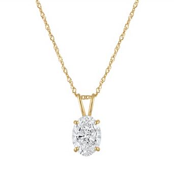NaturaLux™ 14k Gold 1 Carat T.W. Lab-Grown Diamond Oval Pendant Necklace